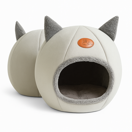 Cat Ear Cave Bed - Cosy Hideaway For Purrfect Naps