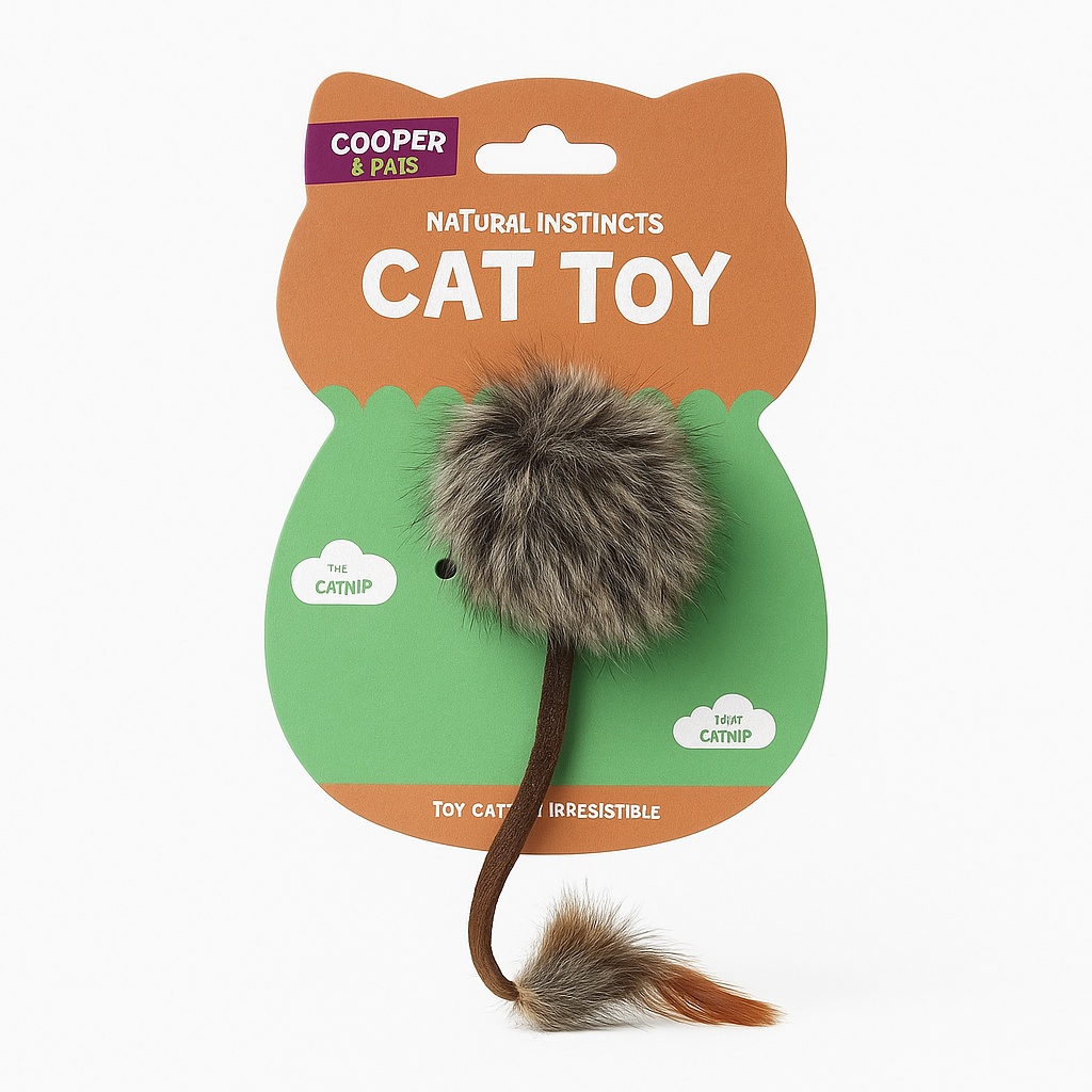 Natural Instincts Cat Toys-  Squirrel, Mouse, Feather Ball