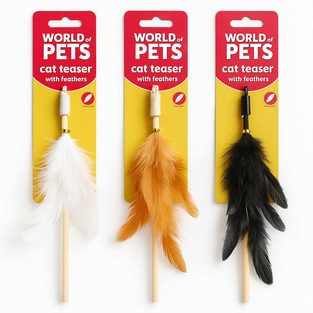 Feather Cat Teaser Wand - Interactive Fun for Playful Paws