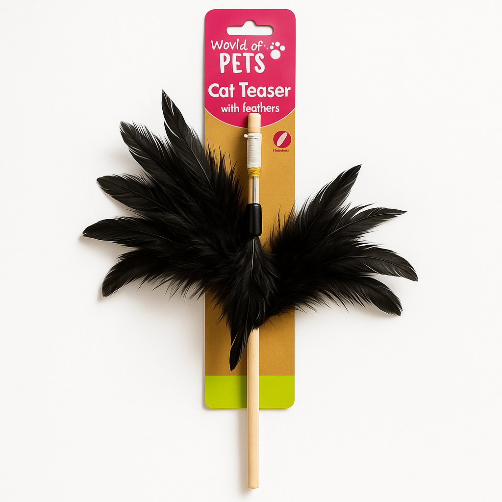 Feather Cat Teaser Wand - Interactive Fun for Playful Paws