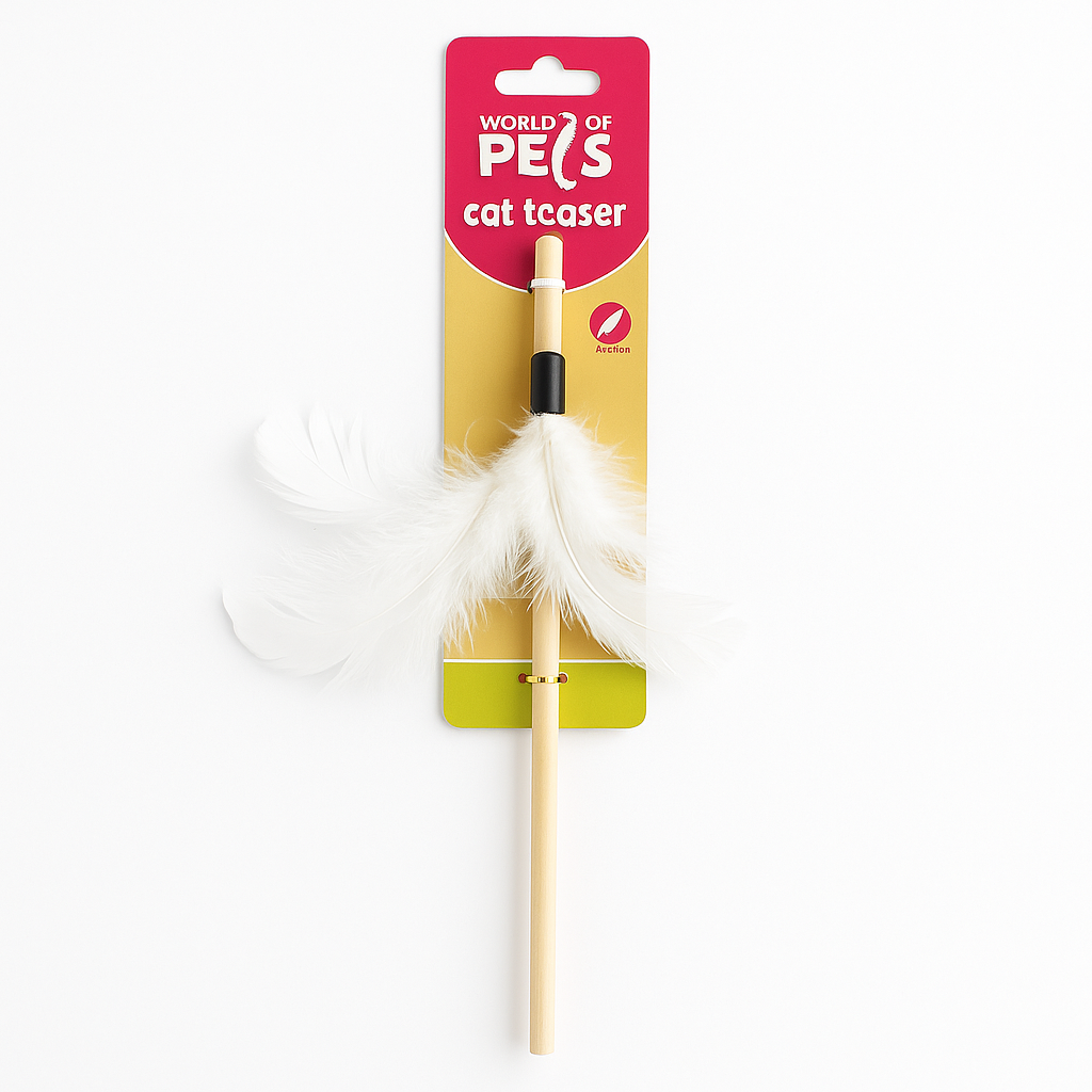 Feather Cat Teaser Wand - Interactive Fun for Playful Paws