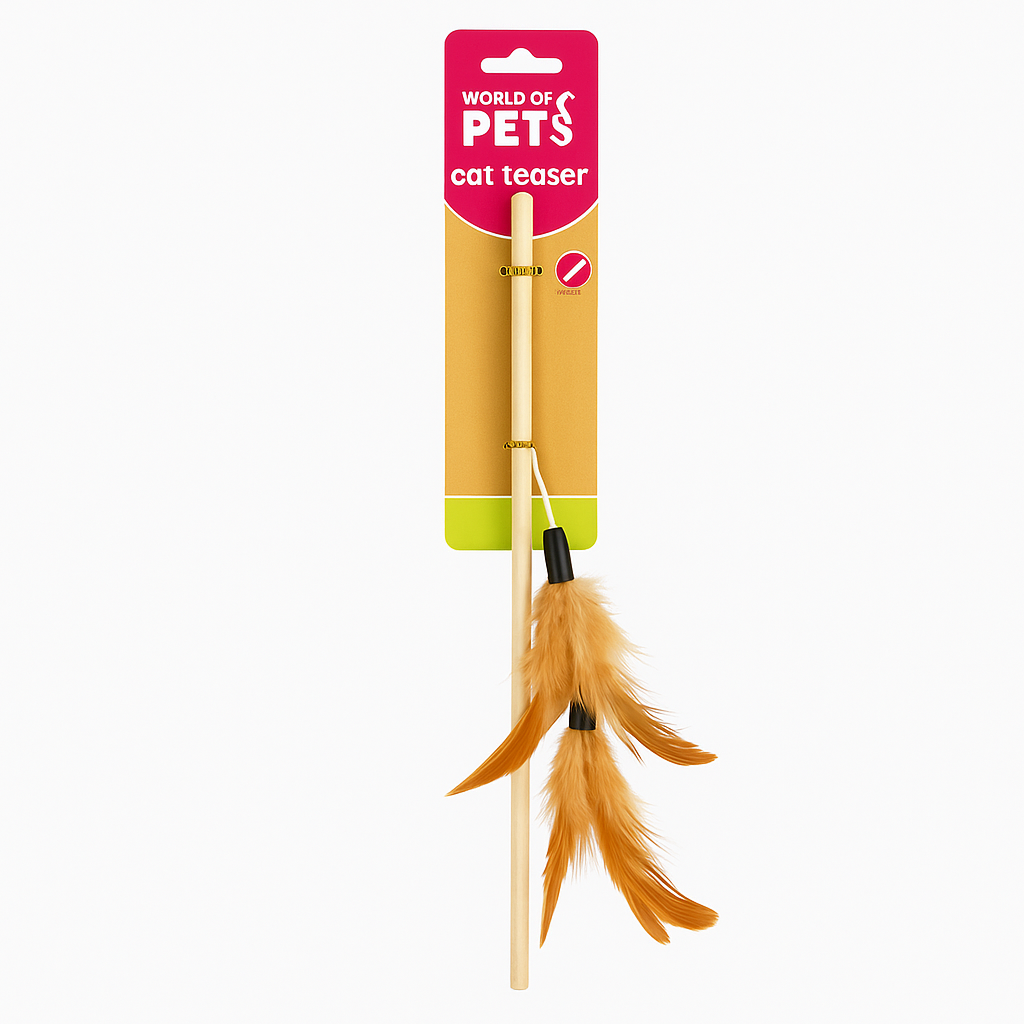 Feather Cat Teaser Wand - Interactive Fun for Playful Paws