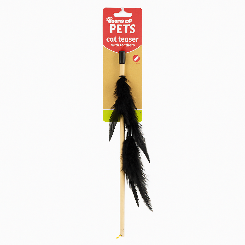 Feather Cat Teaser Wand - Interactive Fun for Playful Paws