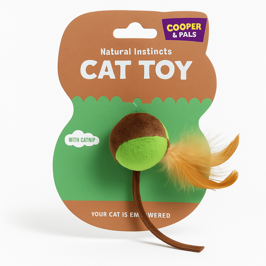 Natural Instincts Cat Toys-  Squirrel, Mouse, Feather Ball