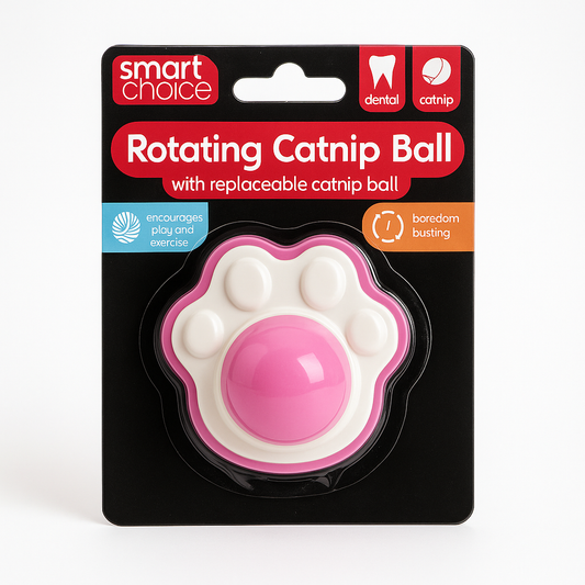 Rotating Catnip Ball Toy - Paw-Shaped Fun with Refillable Centre