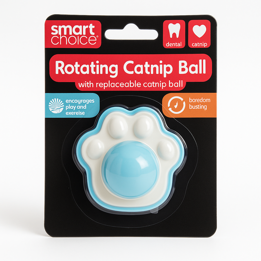 Rotating Catnip Ball Toy - Paw-Shaped Fun with Refillable Centre