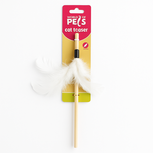 Feather Cat Teaser Wand - Interactive Fun for Playful Paws