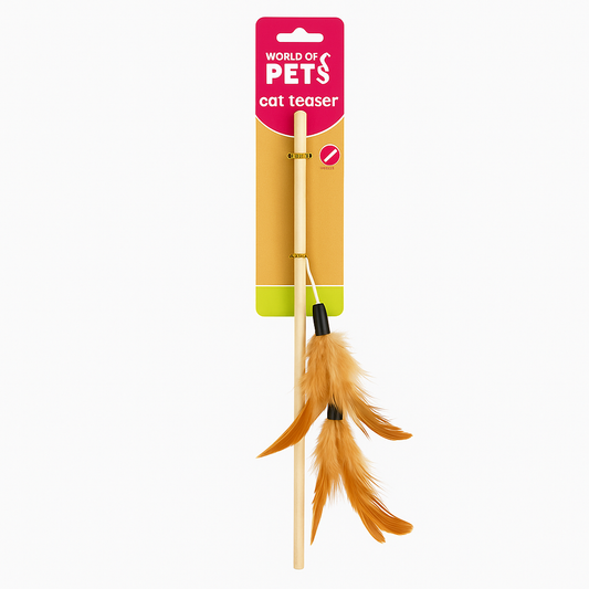 Feather Cat Teaser Wand - Interactive Fun for Playful Paws