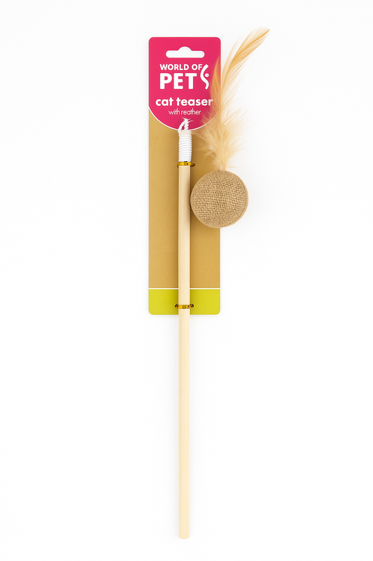 Feather Teaser Cat Wand Toys - Natural Playtime Fun With Catnip